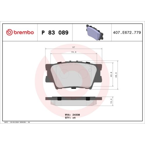 BREMBO Bremsbelagsatz, Scheibenbremse PRIME LINE