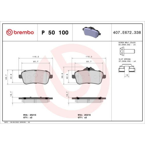 BREMBO Bremsbelagsatz, Scheibenbremse PRIME LINE