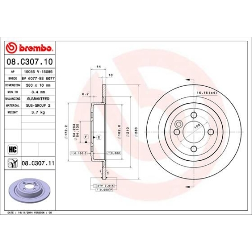 BREMBO Bremsscheibe PRIME LINE - UV Coated