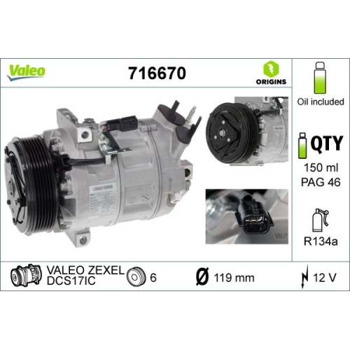 VALEO Kompressor, Klimaanlage VALEO ORIGINS NEW OE TECHNOLOGIE