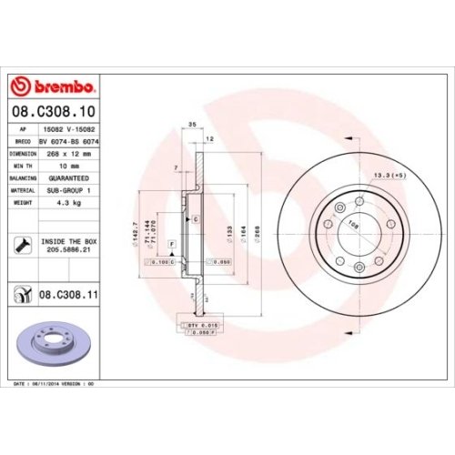 BREMBO Bremsscheibe PRIME LINE - UV Coated