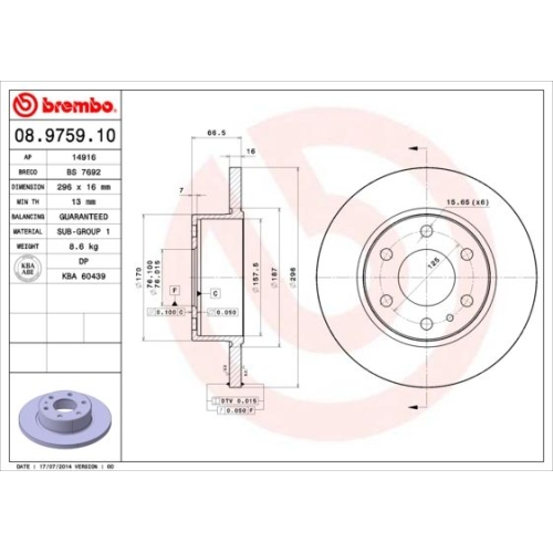 BREMBO Bremsscheibe PRIME LINE