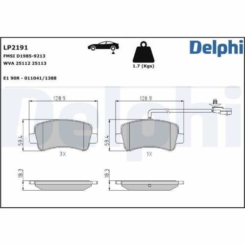 DELPHI Bremsbelagsatz, Scheibenbremse