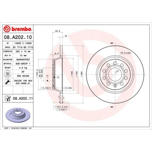 BREMBO Bremsscheibe PRIME LINE - UV Coated