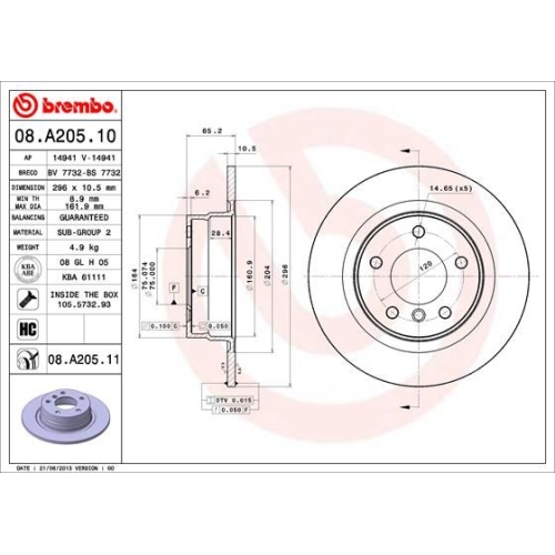 BREMBO Bremsscheibe PRIME LINE - UV Coated