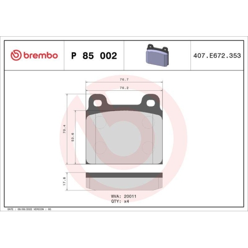 BREMBO Bremsbelagsatz, Scheibenbremse PRIME LINE