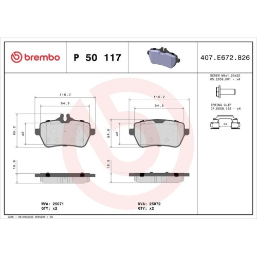 BREMBO Bremsbelagsatz, Scheibenbremse PRIME LINE