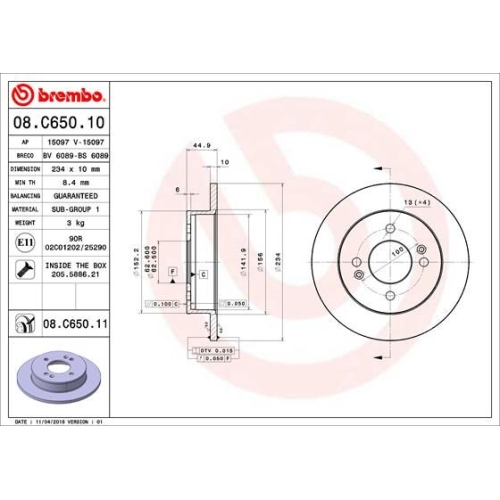 BREMBO Bremsscheibe PRIME LINE - UV Coated