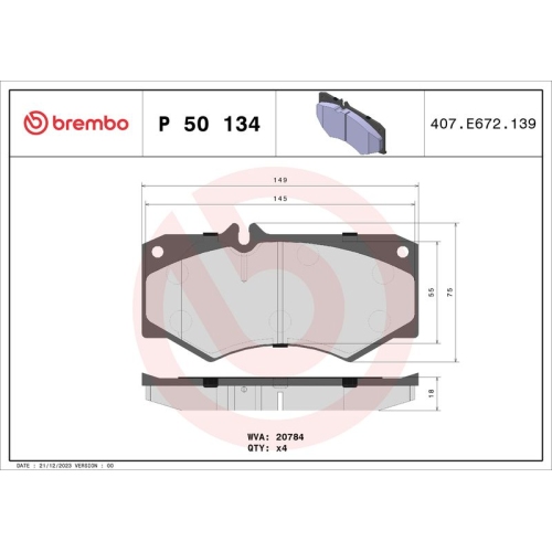 BREMBO Bremsbelagsatz, Scheibenbremse PRIME LINE