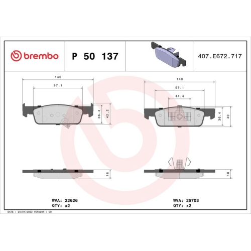 BREMBO Bremsbelagsatz, Scheibenbremse PRIME LINE