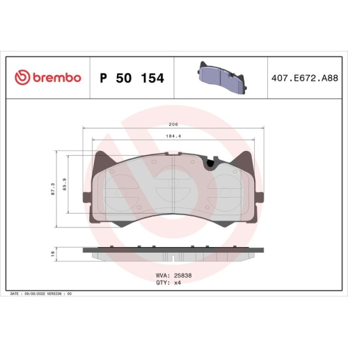 BREMBO Bremsbelagsatz, Scheibenbremse PRIME LINE