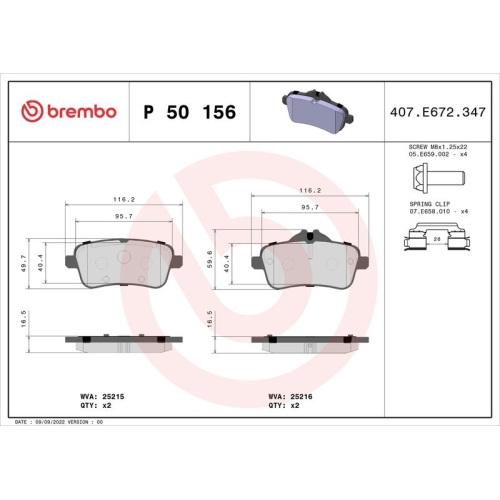 BREMBO Bremsbelagsatz, Scheibenbremse PRIME LINE