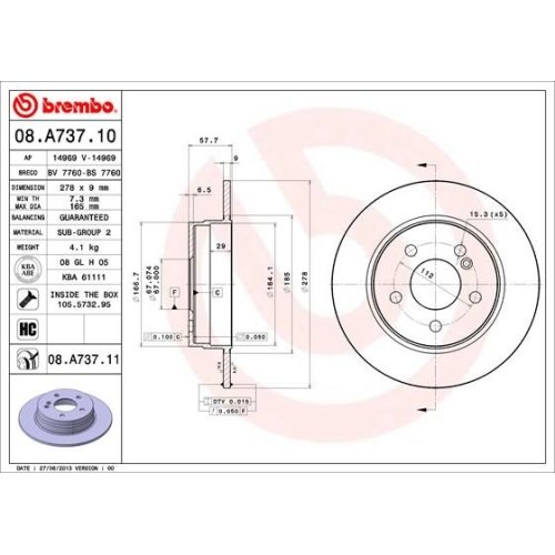 BREMBO Bremsscheibe PRIME LINE - UV Coated