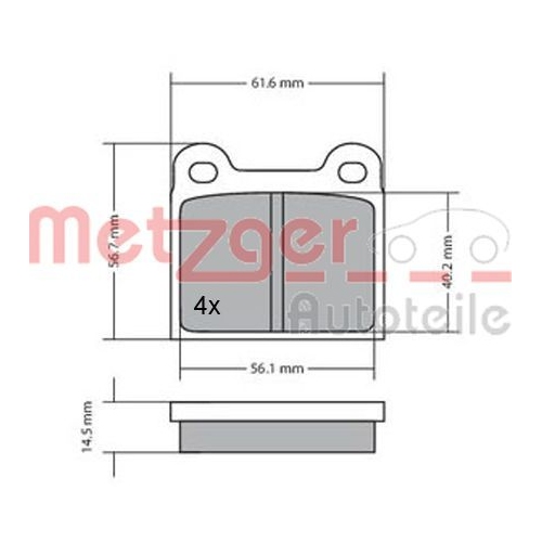 METZGER Bremsbelagsatz, Scheibenbremse