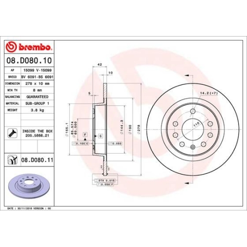 BREMBO Bremsscheibe PRIME LINE - UV Coated