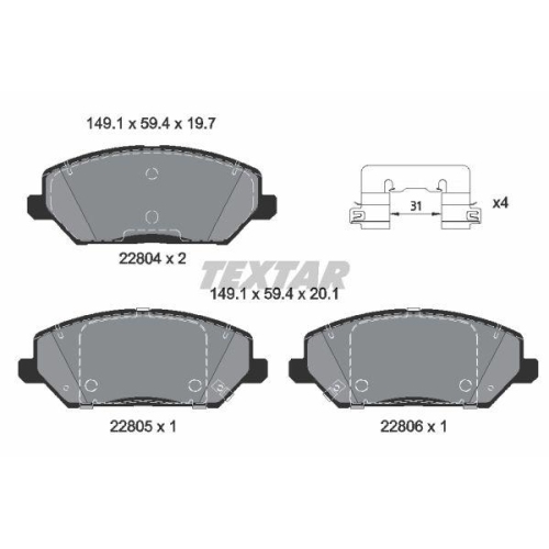 TEXTAR Bremsbelagsatz, Scheibenbremse Q+