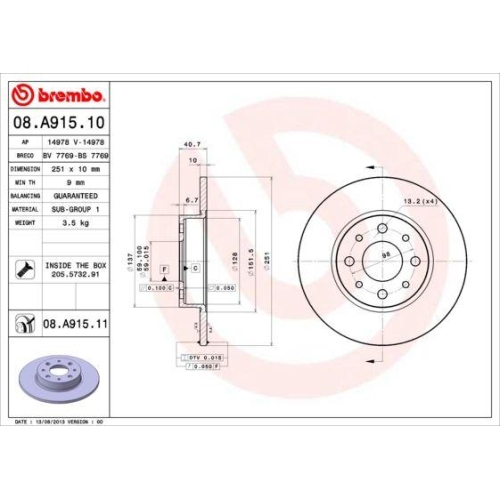 BREMBO Bremsscheibe PRIME LINE - UV Coated