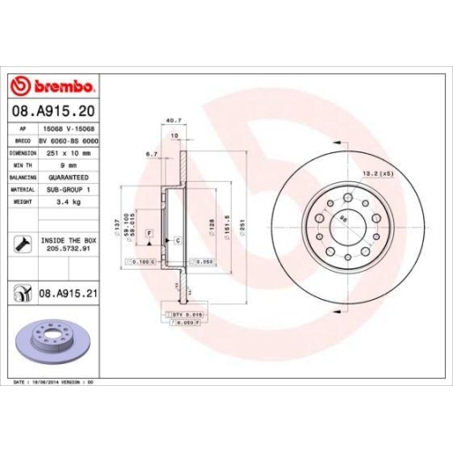 BREMBO Bremsscheibe PRIME LINE - UV Coated