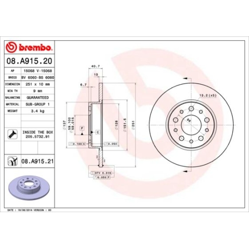 BREMBO Bremsscheibe PRIME LINE - UV Coated