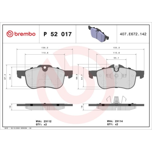 BREMBO Bremsbelagsatz, Scheibenbremse PRIME LINE