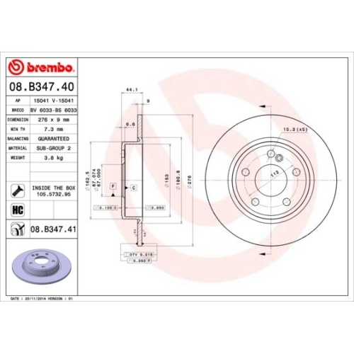 BREMBO Bremsscheibe PRIME LINE - UV Coated