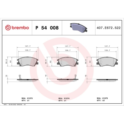 BREMBO Bremsbelagsatz, Scheibenbremse PRIME LINE