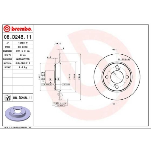 BREMBO Bremsscheibe PRIME LINE - UV Coated