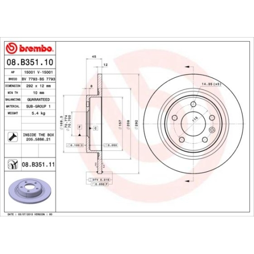 BREMBO Bremsscheibe PRIME LINE - UV Coated