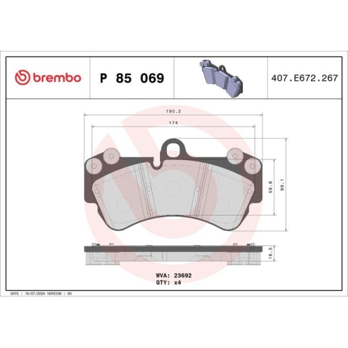 BREMBO Bremsbelagsatz, Scheibenbremse PRIME LINE