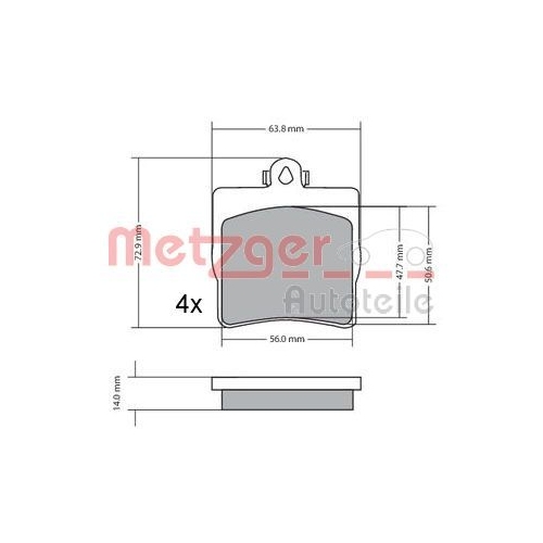 METZGER Bremsbelagsatz, Scheibenbremse