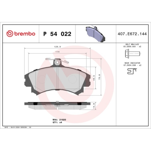 BREMBO Bremsbelagsatz, Scheibenbremse PRIME LINE