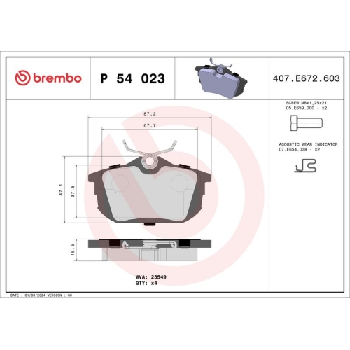 BREMBO Bremsbelagsatz, Scheibenbremse PRIME LINE