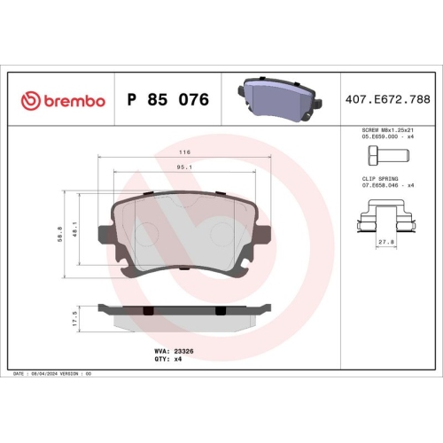 BREMBO Bremsbelagsatz, Scheibenbremse PRIME LINE