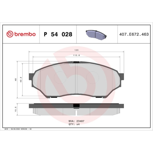 BREMBO Bremsbelagsatz, Scheibenbremse PRIME LINE