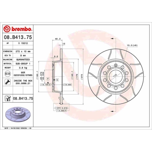 BREMBO Bremsscheibe XTRA LINE - Max