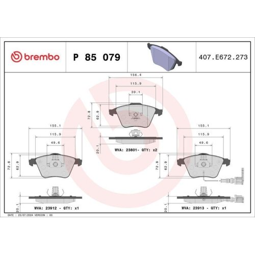 BREMBO Bremsbelagsatz, Scheibenbremse PRIME LINE