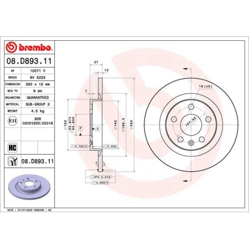 BREMBO Bremsscheibe PRIME LINE - UV Coated