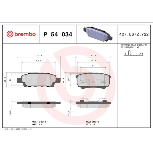 BREMBO Bremsbelagsatz, Scheibenbremse PRIME LINE