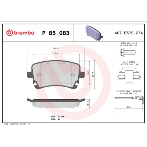 BREMBO Bremsbelagsatz, Scheibenbremse PRIME LINE