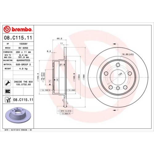 BREMBO Bremsscheibe PRIME LINE - UV Coated