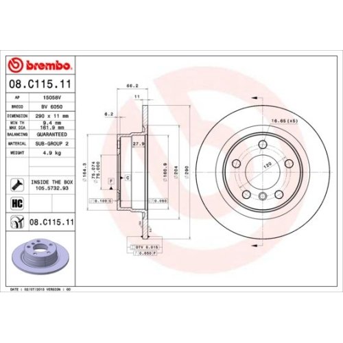 BREMBO Bremsscheibe PRIME LINE - UV Coated