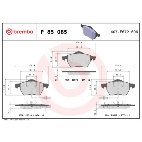 BREMBO Bremsbelagsatz, Scheibenbremse PRIME LINE