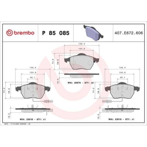 BREMBO Bremsbelagsatz, Scheibenbremse PRIME LINE