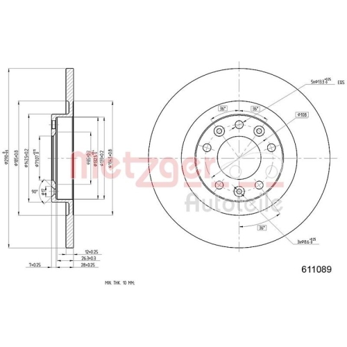 METZGER Bremsscheibe GREENPARTS