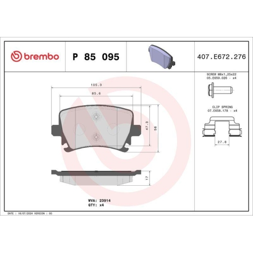 BREMBO Bremsbelagsatz, Scheibenbremse PRIME LINE