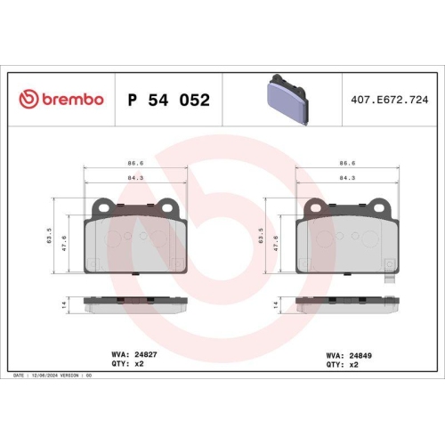 BREMBO Bremsbelagsatz, Scheibenbremse PRIME LINE