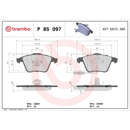 BREMBO Bremsbelagsatz, Scheibenbremse PRIME LINE