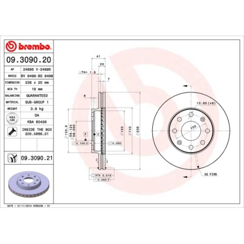 BREMBO Bremsscheibe PRIME LINE - UV Coated