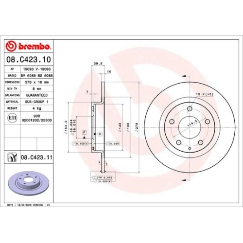 BREMBO Bremsscheibe PRIME LINE - UV Coated