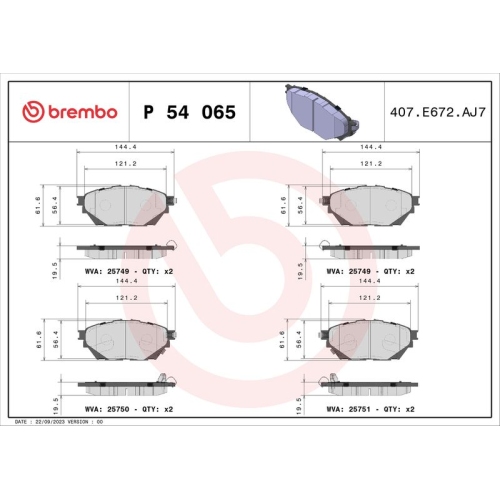 BREMBO Bremsbelagsatz, Scheibenbremse PRIME LINE